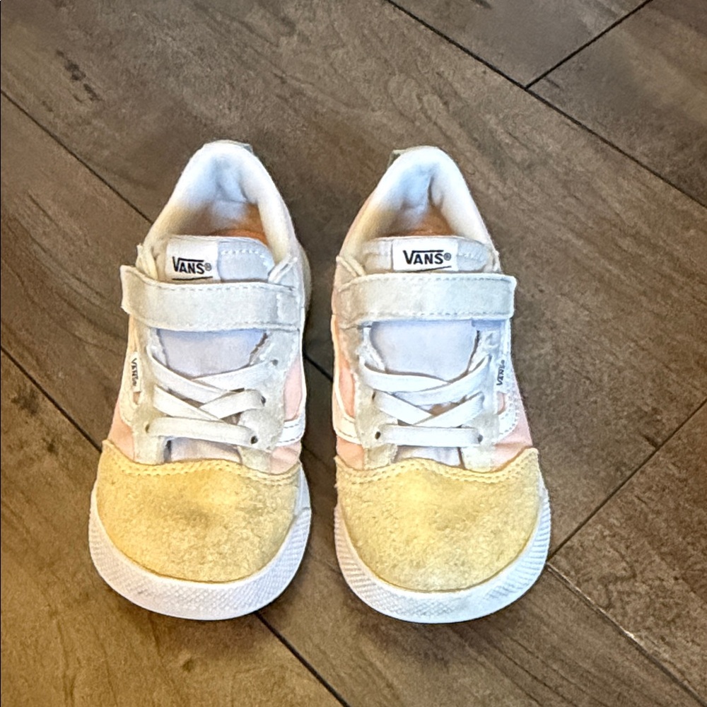Vans Kids White, Yellow & Pink Low-Top Sneakers